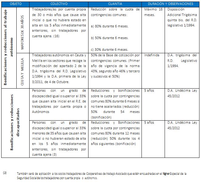 Bonificaciones autónomos 2015